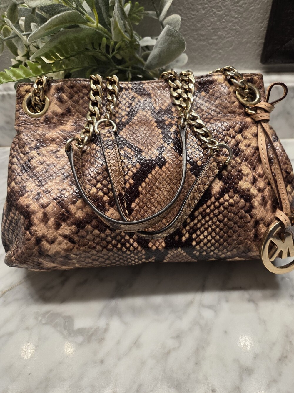 EUC Michael Kors Leather Python Crossbody/Shoulder Bag